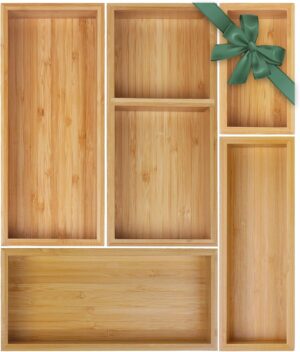 Bamboo Drawer Organizer Set, 5 PCS ...