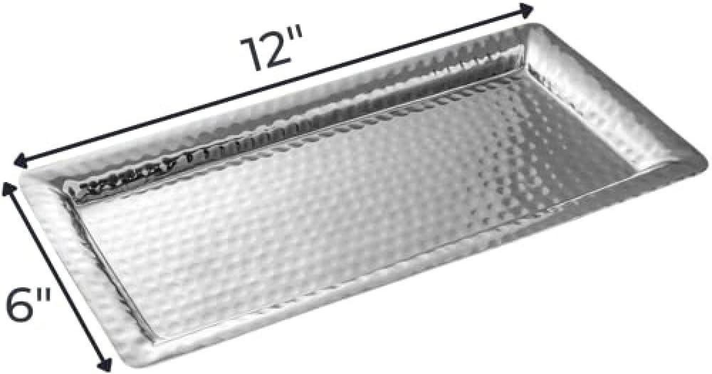 Monarch Abode Decorative Tray – 12-Inch Hand Hammered Nickel Finish Metal Bathroom Tray Countertop, Vanity Trays Organizer, Perfume Plate for Dresser, Kitchen Countertop Small Fruit Platter - Image 2