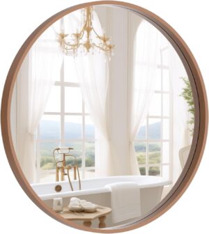 WallBeyond Wood Round Mirror with W...