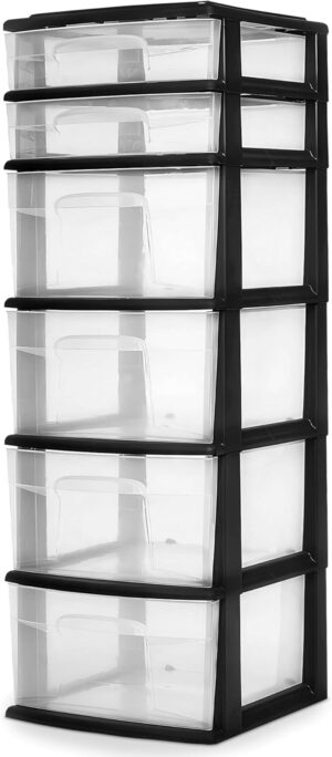 HOMZ Drawer Tower, 6-Tier Clear Pla...