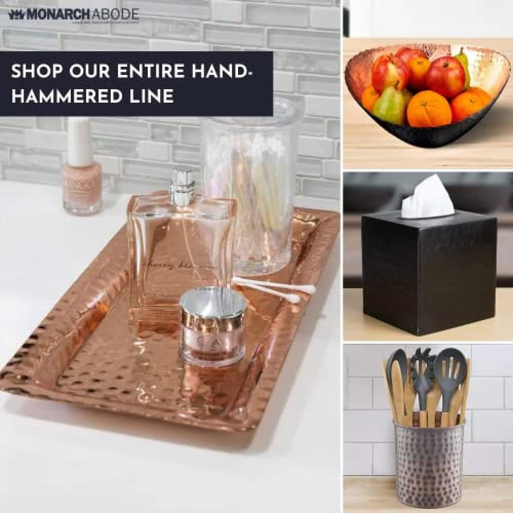 Monarch Abode Decorative Tray – 12-Inch Hand Hammered Nickel Finish Metal Bathroom Tray Countertop, Vanity Trays Organizer, Perfume Plate for Dresser, Kitchen Countertop Small Fruit Platter - Image 6