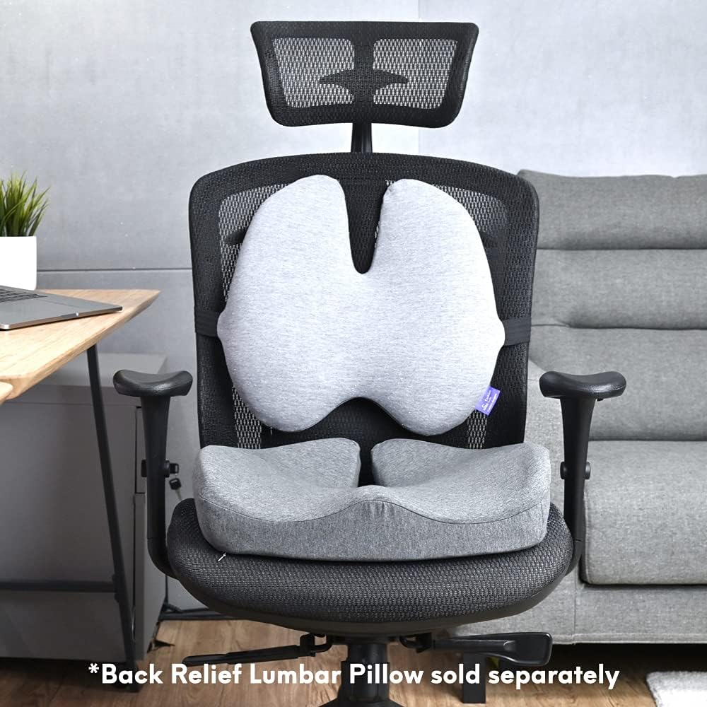 C CUSHION LAB Patented Pressure Relief Seat Cushion for Long Sitting Hours on Office/Home Chair, Car, Wheelchair - Extra-Dense Memory Foam for Hip, Tailbone, Coccyx, Sciatica - Light Grey - Image 9