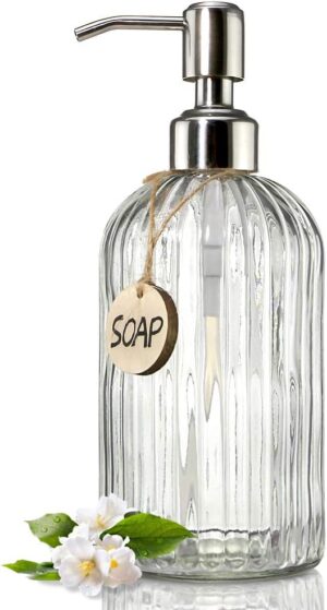 JASAI 18 Oz Clear Glass Soap Dispen...