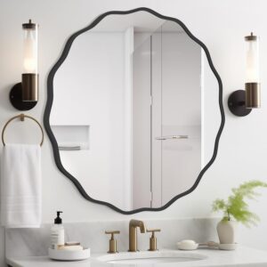 WallBeyond Round Wavy Mirror for Wa...