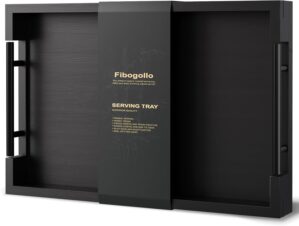 Bamboo Serving Tray with Metal Hand...