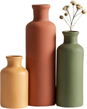 Modern Ceramic Vase Set of 3, Neutr...