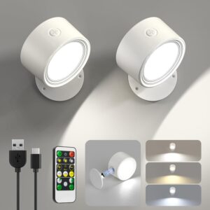 LED Wall Sconces 2 Pcs with Remote,...
