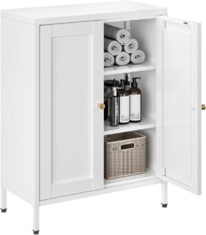 Metal Bathroom Floor Storage Cabine...
