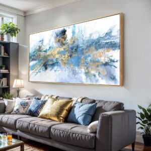 Abstract Navy Blue Canvas Wall Art ...