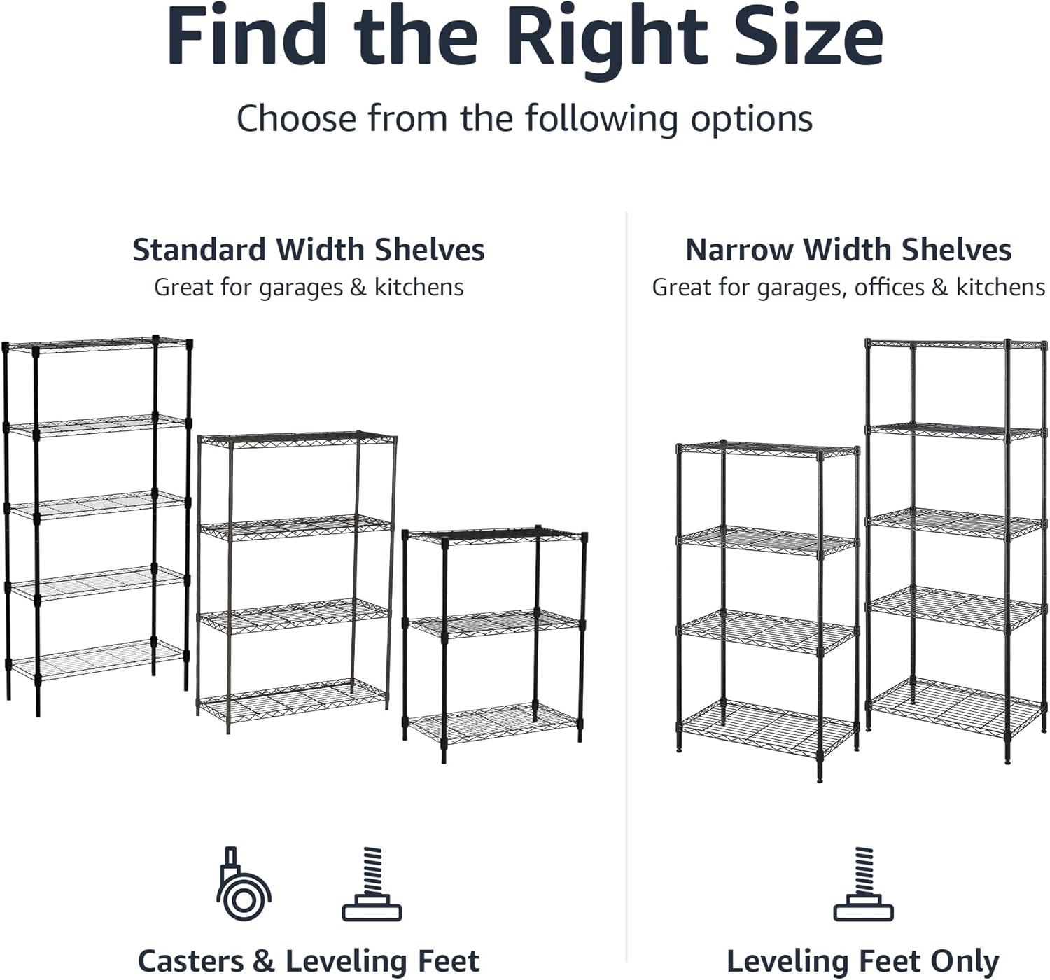 Amazon Basics 4-Shelf Adjustable Heavy Duty Steel Wire Rack Storage Shelving, Sturdy Garage Shelving, 350 lbs Capacity Per Shelf, Easy No-Tool Assembly, 36" x 14" x 54", Black | Heavy Duty, Adjustable, for Kitchen, Garage, Storage, Shelving Organizer - Image 6