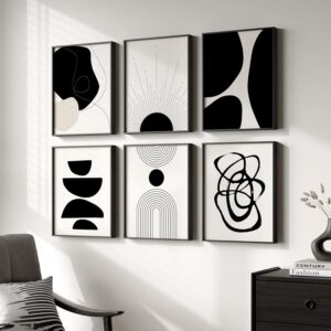 Framed Boho Black and White Abstrac...
