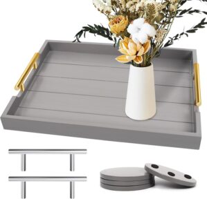 Wooden Serving Tray with 2 Sets of ...