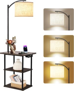 PESRAE Floor Lamp with Table, End T...