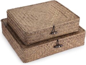 Hipiwe Set of 2 Flat Woven Wicker S...