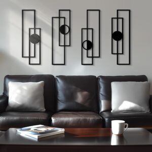 Abstract Black Metal Wall Art for L...