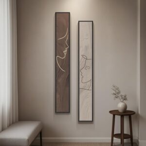Long Narrow Framed Neutral Abstract...