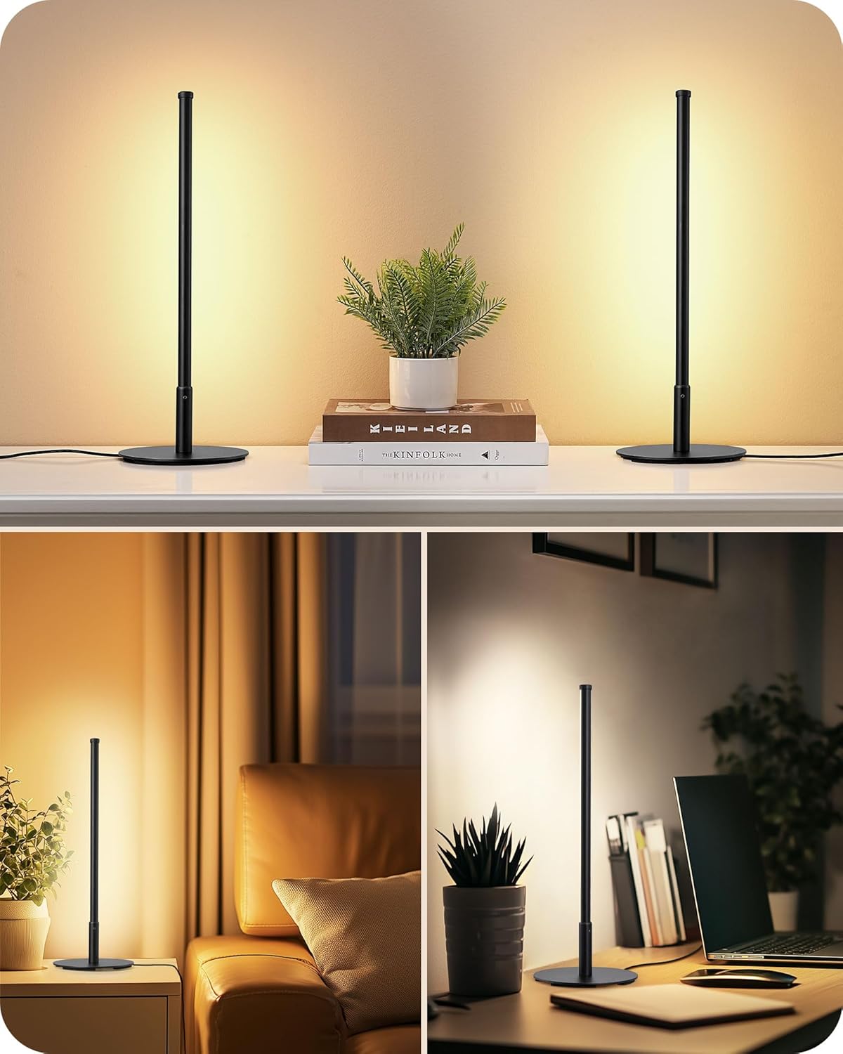 EDISHINE Upgraded LED Table Lamp, Stepless Dimmable Bedside Lamp with 3 Color Temperature, Modern Nightstand Lamp, Desk Lamp for Bedroom, Living Room, Corner, Gift, Metal Finish, Black, 6W - Image 7