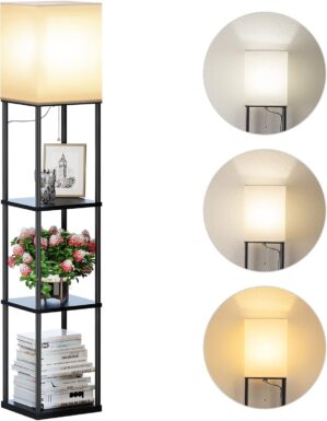 SUNMORY Floor Lamp with Shelves, Mo...