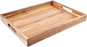 Acacia Wood Serving Tray with Handl...