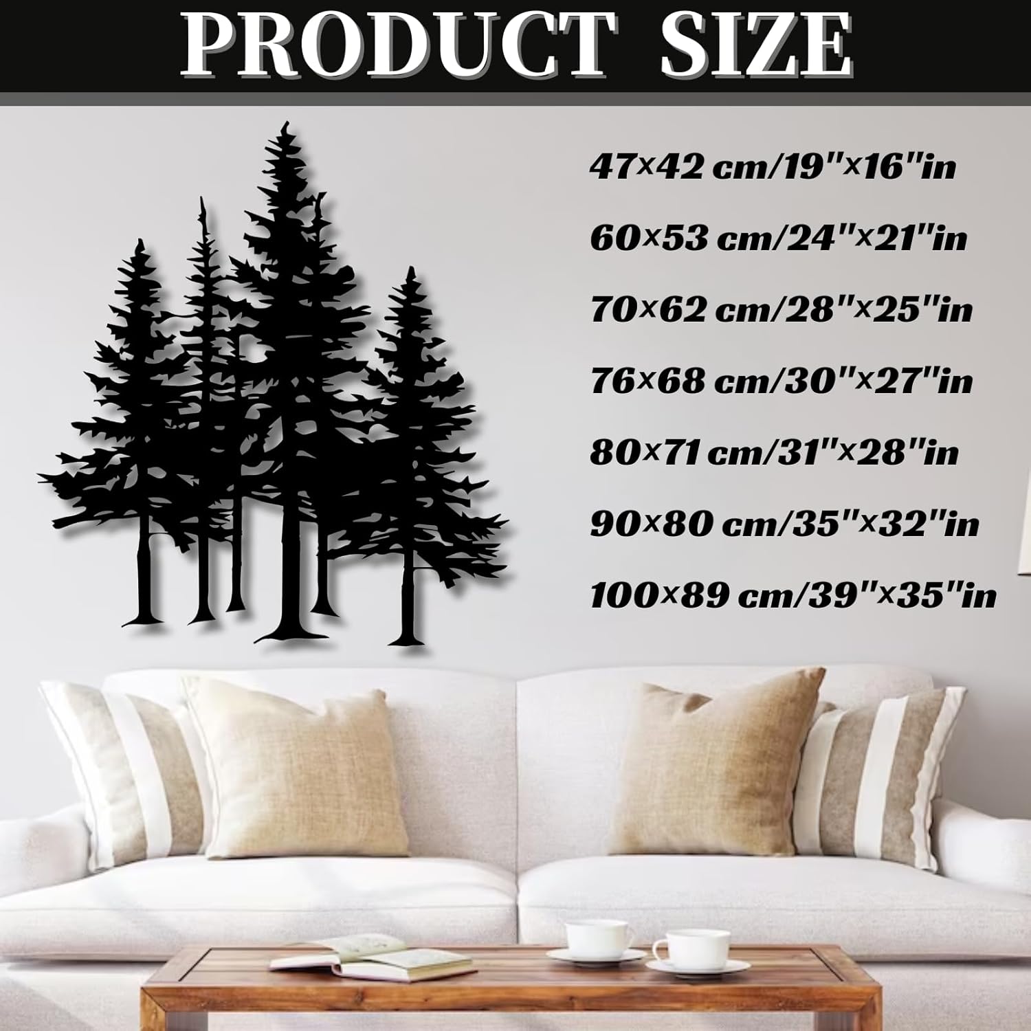 Mimiso Metal Pine Tree Wall Art Decor,Nature Forest Metal Decor,Tree Wall Art,Wall Decorations for Living Room,Bed Room,Dning Room,Housewarming Gift(Black,24"×21") - Image 5