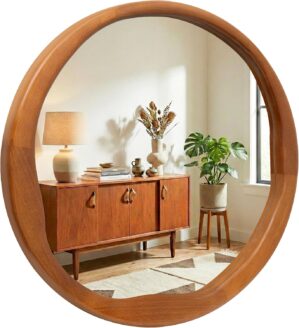 Round Walnut Mirror 30 Inch, Large ...