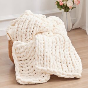 Chunky Knit Throw Blanket, 50”...