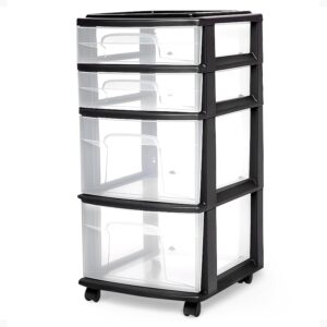 HOMZ Drawer Tower, 4-Tier Clear Pla...