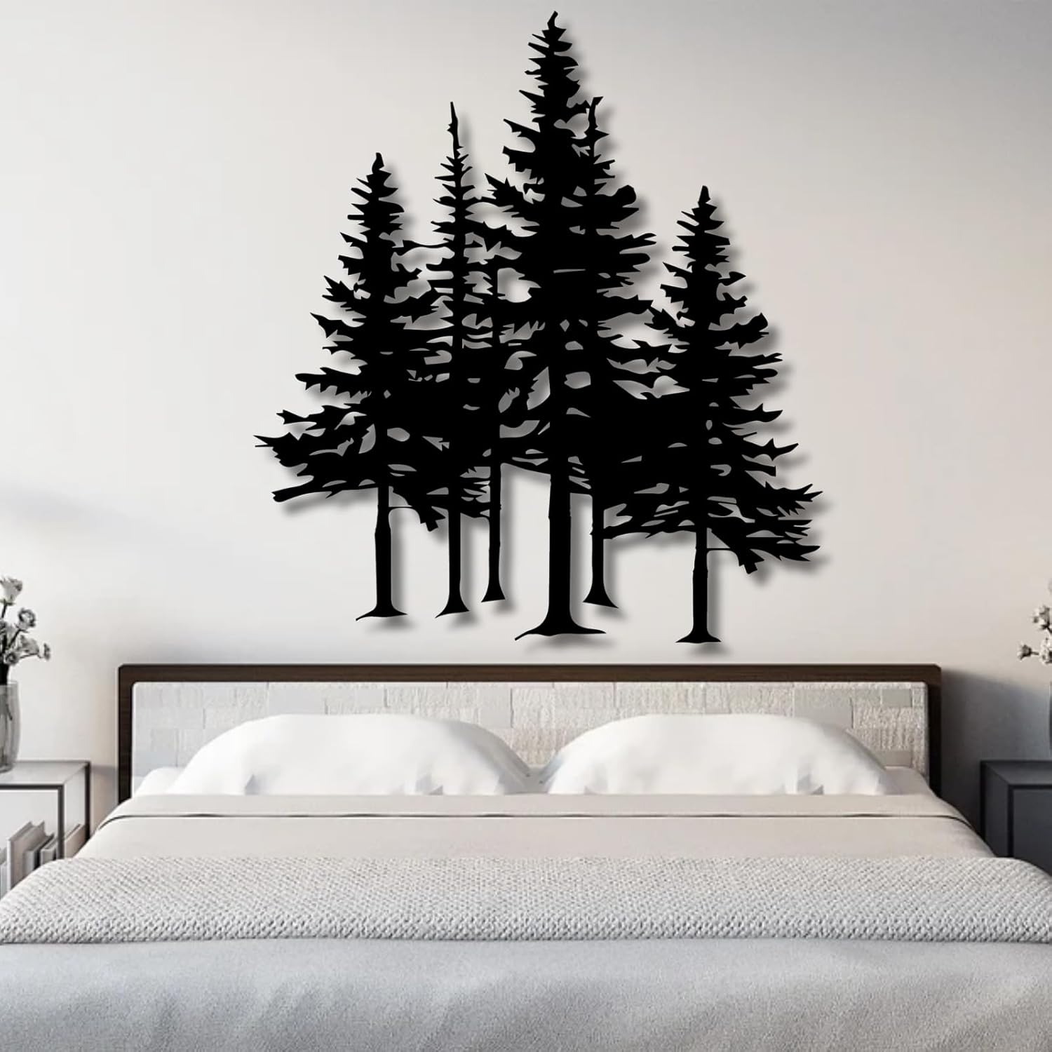 Mimiso Metal Pine Tree Wall Art Decor,Nature Forest Metal Decor,Tree Wall Art,Wall Decorations for Living Room,Bed Room,Dning Room,Housewarming Gift(Black,24"×21") - Image 4