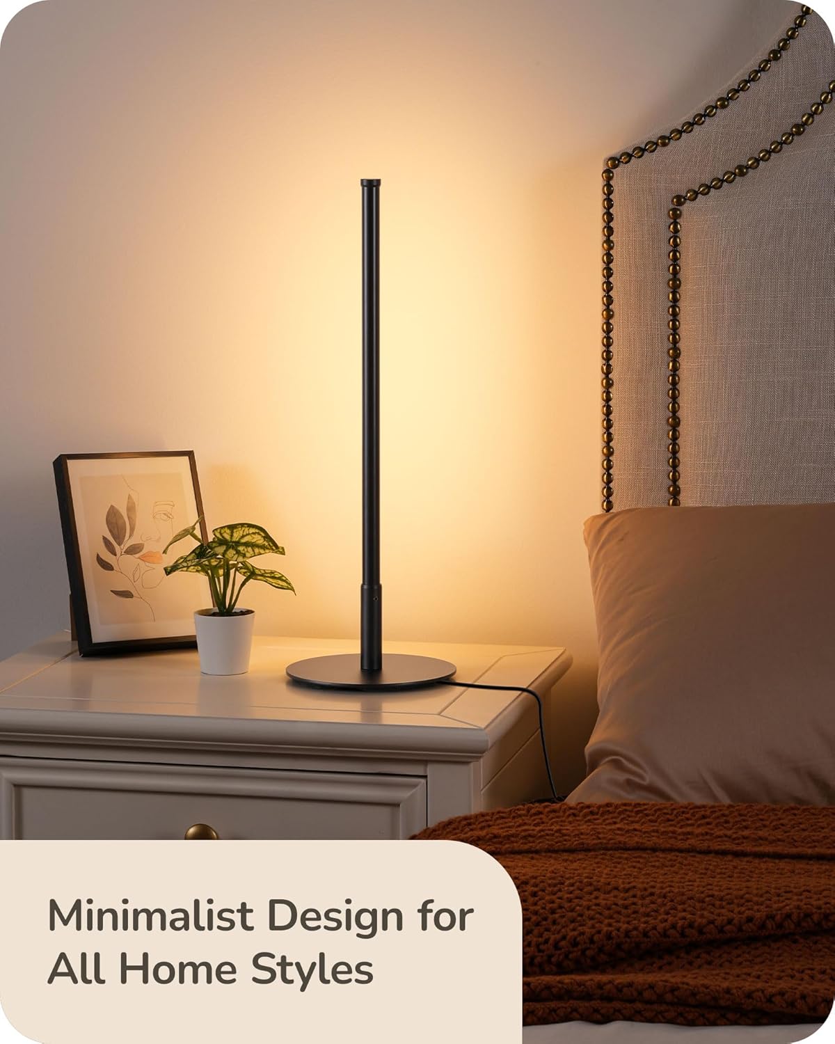EDISHINE Upgraded LED Table Lamp, Stepless Dimmable Bedside Lamp with 3 Color Temperature, Modern Nightstand Lamp, Desk Lamp for Bedroom, Living Room, Corner, Gift, Metal Finish, Black, 6W - Image 5