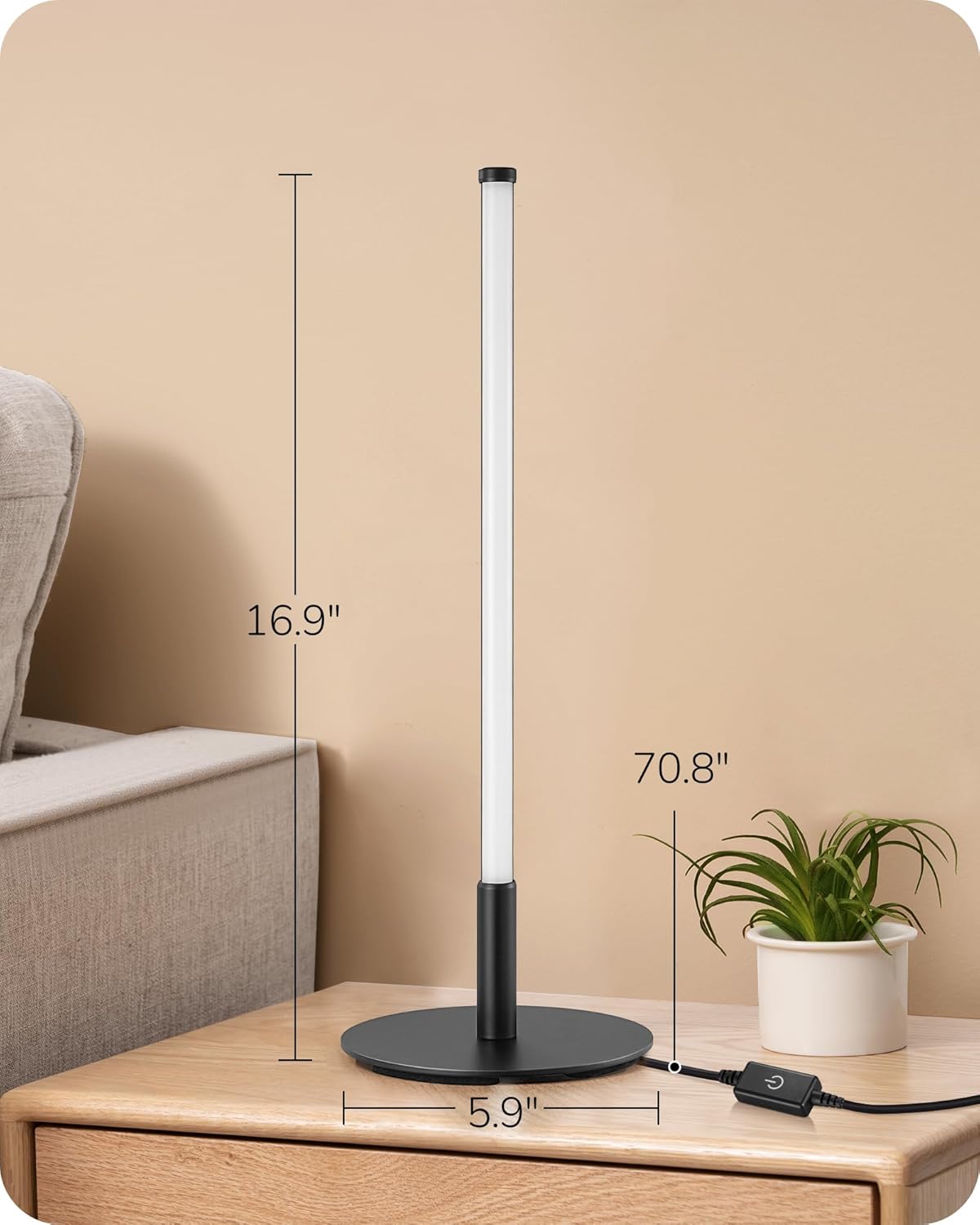 EDISHINE Upgraded LED Table Lamp, Stepless Dimmable Bedside Lamp with 3 Color Temperature, Modern Nightstand Lamp, Desk Lamp for Bedroom, Living Room, Corner, Gift, Metal Finish, Black, 6W - Image 6