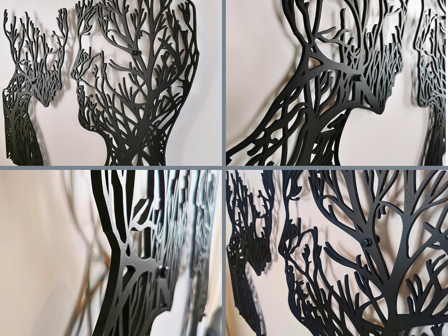 VAILLA Tree of Life Wooden Wall Art Abstract Tree Man Woman Face Large 3D Wooden Wall Decor Set of 2 Hanging Sculpture Modern Home Decoration 3D Textured Sculptures for Living Room Bedroom Office Dinnig Room (Face 2) - Image 3