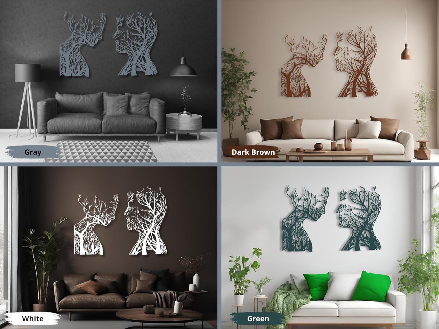 VAILLA Tree of Life Wooden Wall Art Abstract Tree Man Woman Face Large 3D Wooden Wall Decor Set of 2 Hanging Sculpture Modern Home Decoration 3D Textured Sculptures for Living Room Bedroom Office Dinnig Room (Face 2) - Image 4