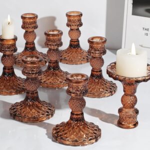 12Pcs Amber Candlestick Holders Set...