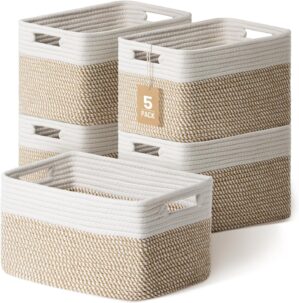 5 Pack Woven Storage Baskets for Sh...