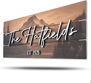 Custom Mountain Family Name Sign &#...