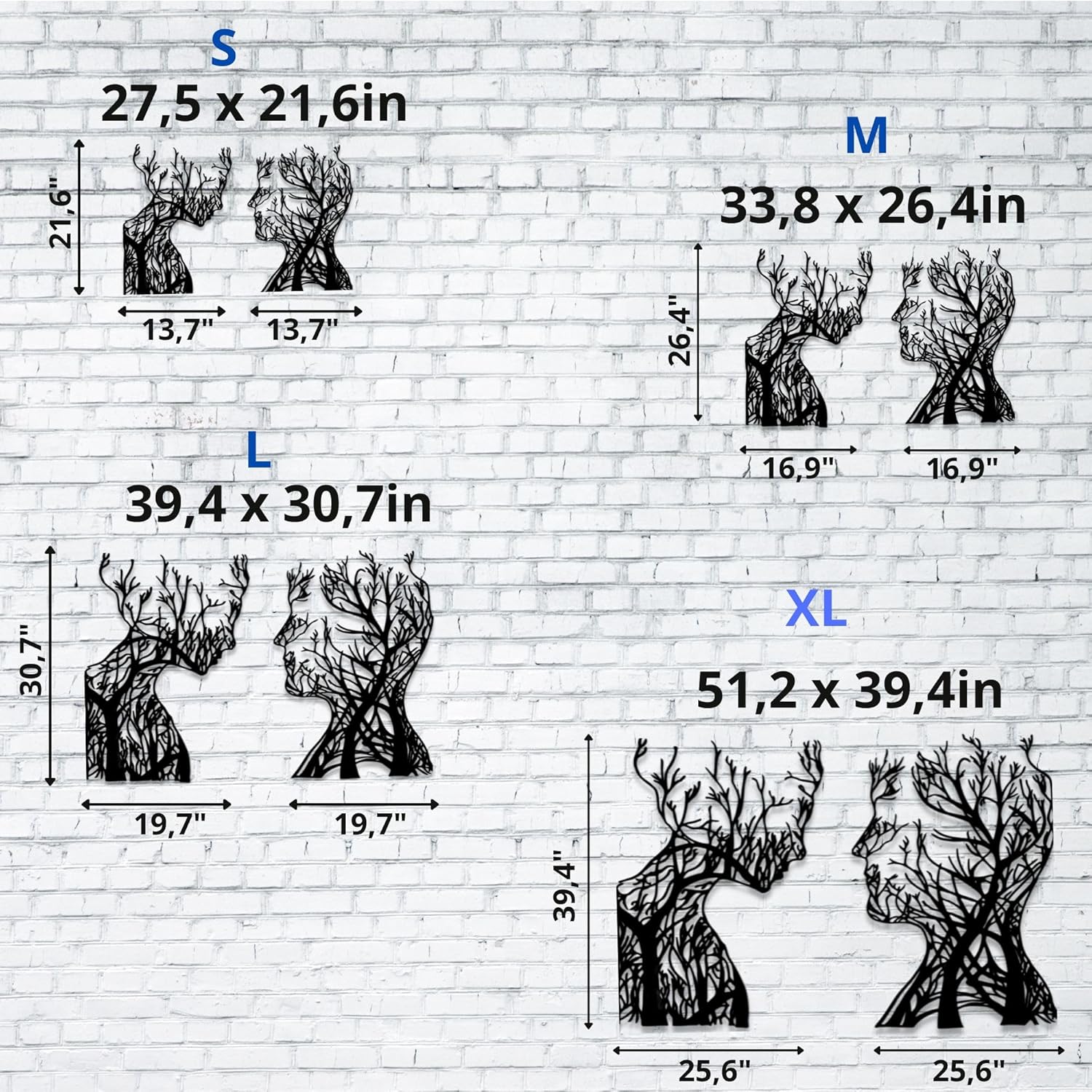 VAILLA Tree of Life Wooden Wall Art Abstract Tree Man Woman Face Large 3D Wooden Wall Decor Set of 2 Hanging Sculpture Modern Home Decoration 3D Textured Sculptures for Living Room Bedroom Office Dinnig Room (Face 2) - Image 6