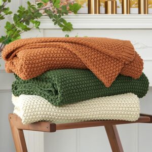 Chunky Cable Knit Throw Blanket Lig...