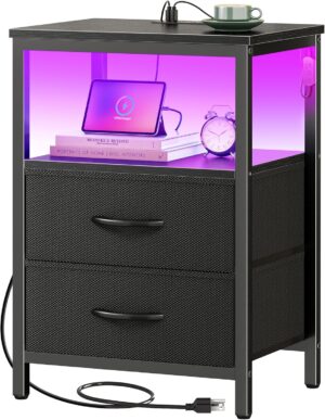 Huuger Night Stand with Charger Sta...
