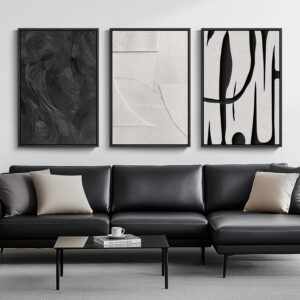 Large Framed Black and White Abstra...