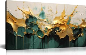 SKYRISE Abstract Teal Gold Canvas W...