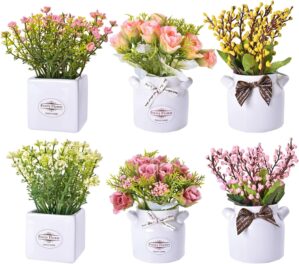 LUEUR 6Pcs Artificial Flowers with ...