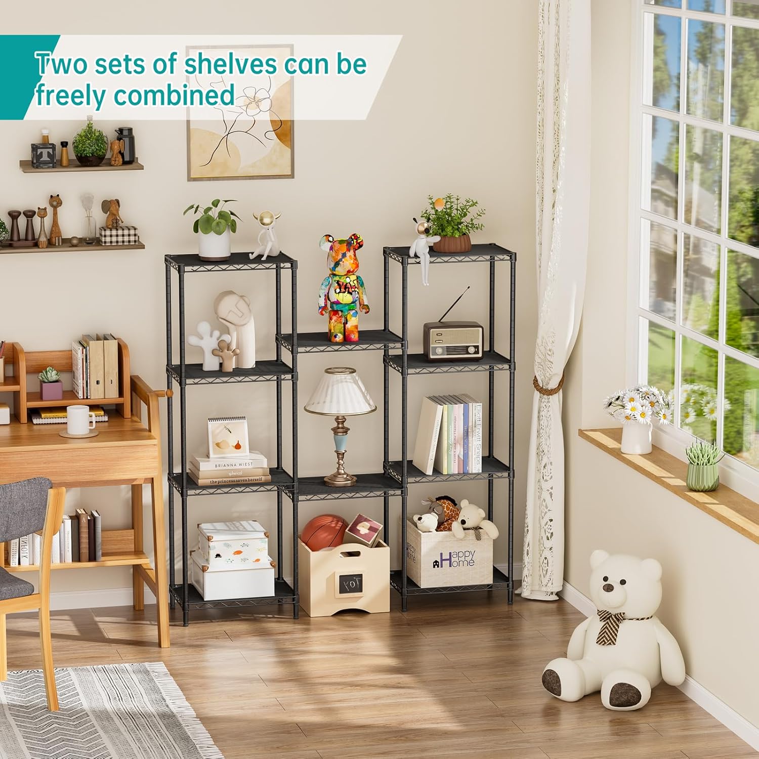 SINGAYE Metal Shelves Wire Shelving:Storage Rack Standing Units Shelf for Kitchen Laundry Bathroom Closet Organizers Pantry Narrow Mesh Adjustable 10" D x 16" W x 55" H Black - Image 5
