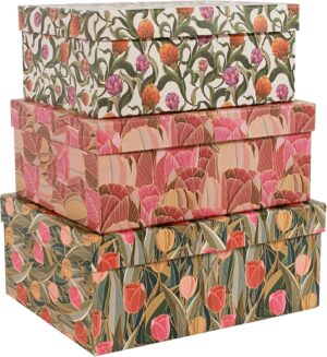 3-Piece Decorative Storage Boxes wi...