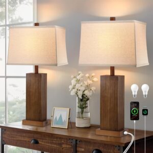 27.5″ Wood Table Lamps Set of...