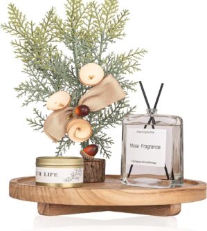 Round Decorative Tray Wood Bathroom...