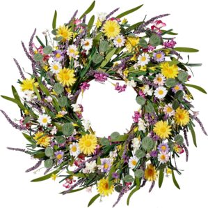 Sggvecsy Daisy and Lavender Wreath ...