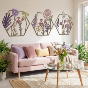 Peryiter 3 Pcs Metal Flower Wall De...