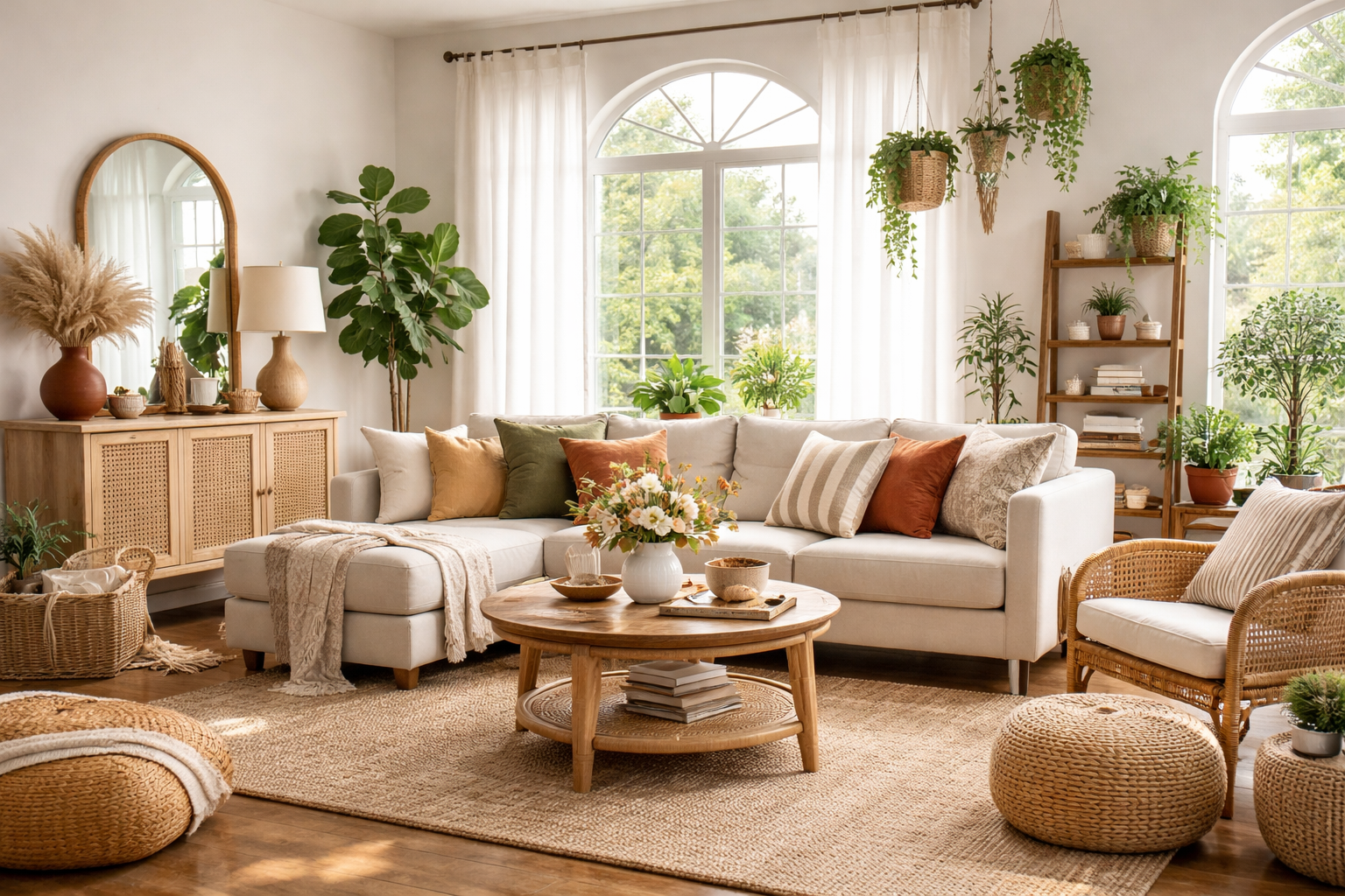 Beautiful home decor setup with stylish furniture and cozy accents