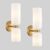 Gold Wall Sconces Set of Two 2-Light Modern Wall Light 3.93″(W)*15.4″(H) Bathroom Vanity Light Milky White Glass