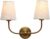 PERMO Vintage Double Sconce Large Antique 2-Lights Sconces with Flared Funnel Linen Beige Fabric Shade Hardwired Double Wall Sconce E26 Base